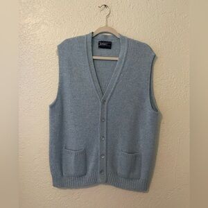 70s 80s vintage men's Jantzen heather blue knit wool vest w/ pockets L/XL